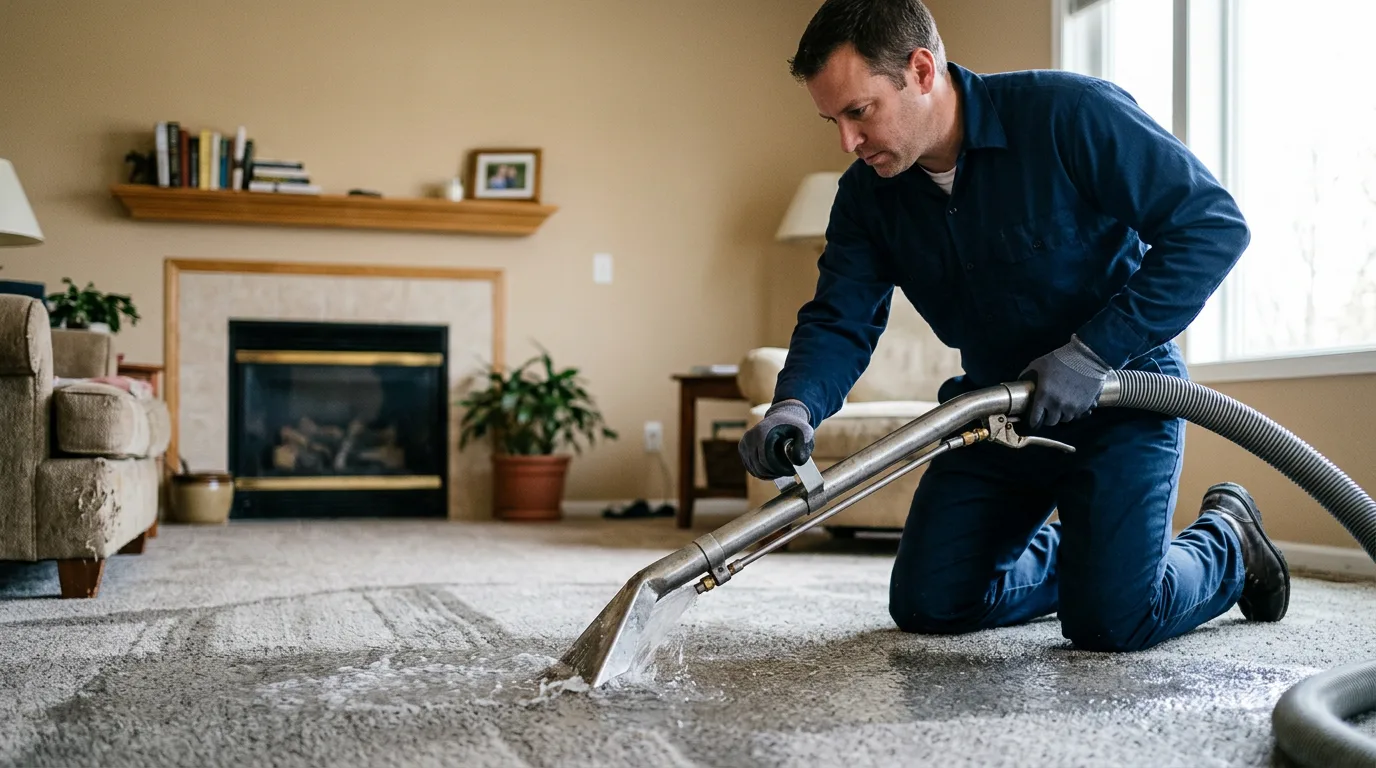 Water damage restoration technician working near Laurel, IN